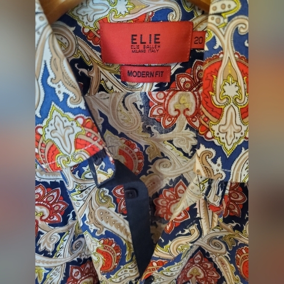 Eton Men's Red and Blue Paisley Dress Shirt - Picture 2 of 5
